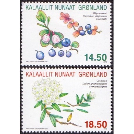 2012. 14,50-18,50 Kr. Grønlandske krydderurter. AFA nr. 608-9 postfrisk stemplet