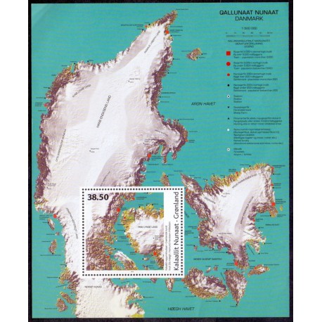 2012. 38,50 Kr. Moderne Grønlandsk kunst VI, i miniark. AFA nr. 614 postfrisk stemplet