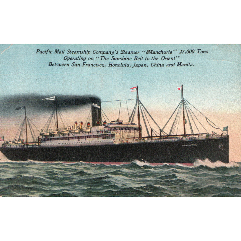 Japan. Pacific Mail Steamship MANCHURIA, brugt