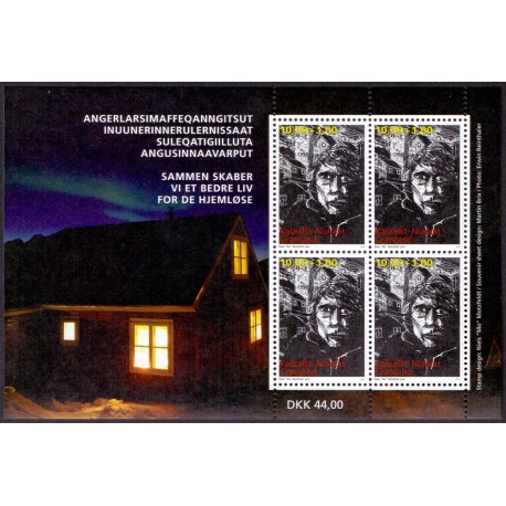 2014. 44,00 Kr. Hjemløse i Nuuk, miniark. AFA nr. 668 postfrisk stemplet