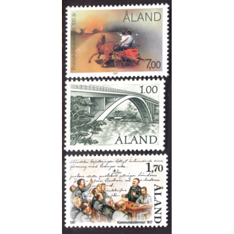 Åland. 1987. Brandvæsen,bro og Selvstændighed. AFA nr. 23-25 **, st