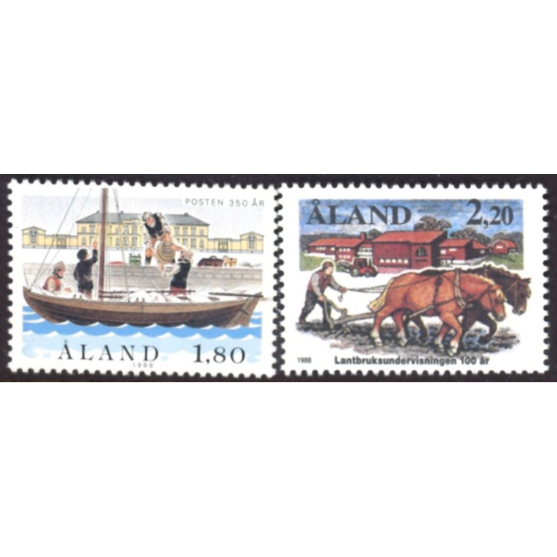 Åland. 1988. Post og landbrugs jubilæum. AFA nr. 26-27 **, st