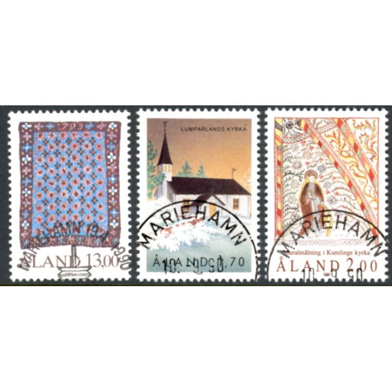 Åland. 1990. Ryatæppe og Kirke og Kalkmalerier. AFA nr. 41-43 **, st