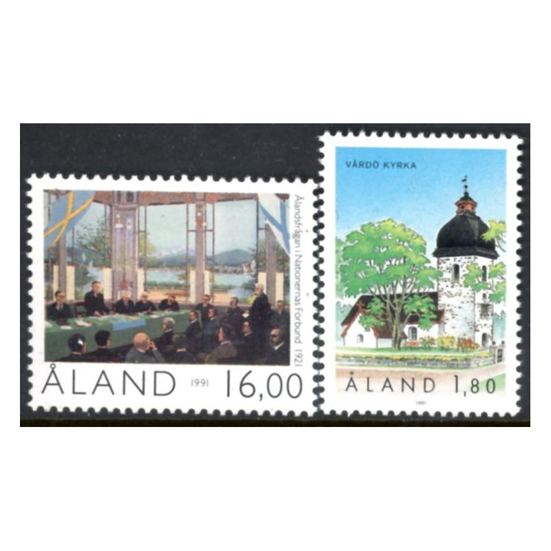 Åland. 1991. Selvstyre og Vårdö kirke. AFA nr. 53-54 **, st