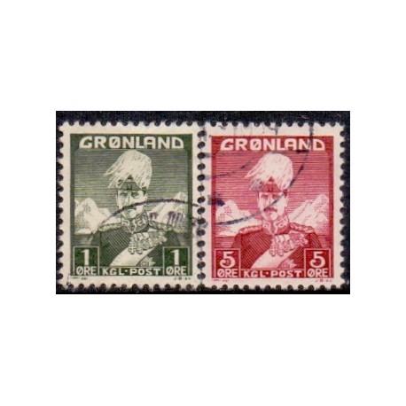1947. Kong Chr. X 1 og 5 Øre type II, stemplet