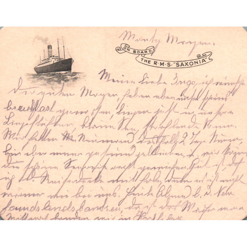 England.  "R. M. S. SAXONIA", brugt kartonkort