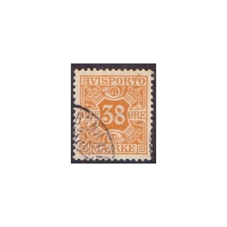 Avisporto. 1907. 38 Øre, orange, AFA. nr. 6,  ubrugt, postfrisk, stemplet
