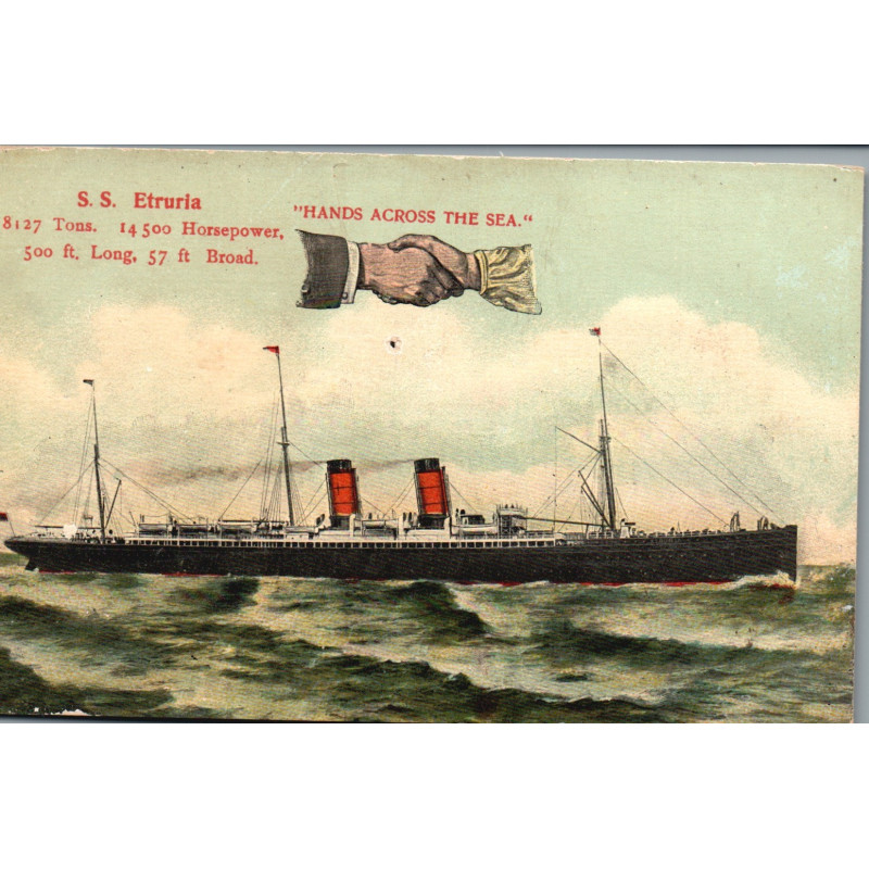 England. Cunard Line "S.S.Etruria", ubrugt