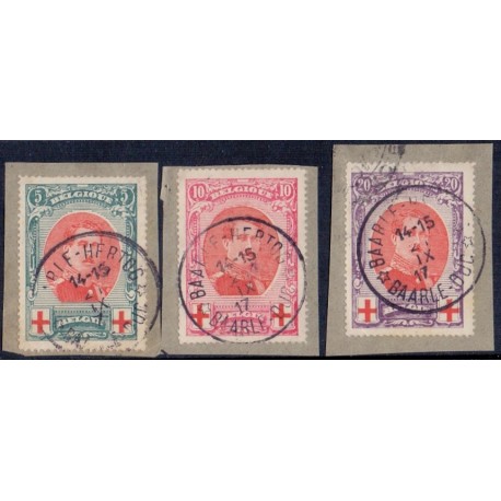 Belgien 1915. 5-20c Røde kors komplet på klip. AFA 110-12