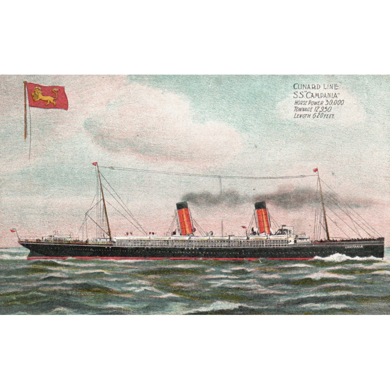 England. Cunard Line "S.S, CAMPANIA", ubrugt