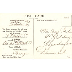 England. White Star line. "DORIC", ubrugt