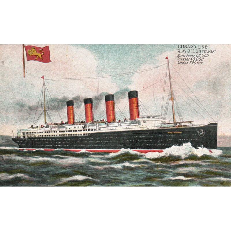 England. Cunard Line "R. M.S. LUSITANIA", ubrugt