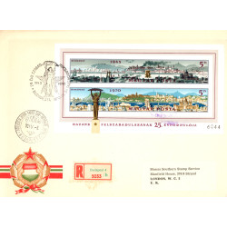 Ungarn/Hungary 1970.  25-året for befrielsen miniark, UTAKKET AFA nr 2528 ** FDC