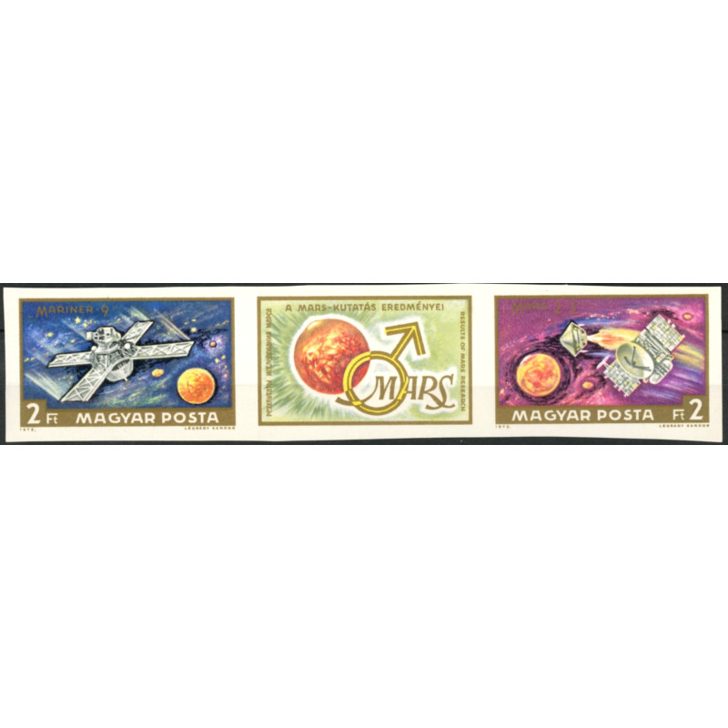 Ungarn.1972. Udforskning af Mars, ARK, UTAKKET. AFA nr 2680-81U **    stemplet