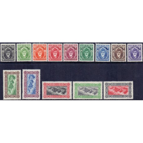Zanzibar, 1952 Sultan. complete set. michel no. 206-116 ** MNH.