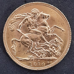 England-Great Britain. Sovereign George V 1914 Goldcoin