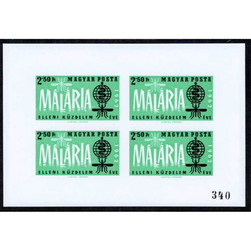 Ungarn. 1962. Malariabekæmpelse, miniark UTAKKET AFA nr. 1807 (o) **