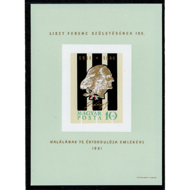 Ungarn. 1961. Franz Liszt, miniark, UTAKKET. AFA nr. 1760U **  (o)           **