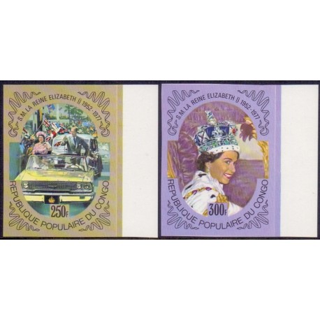 Rep. pop du Congo 1977. Queen E. imper, and perfor michel no.  601-02 ** MNH