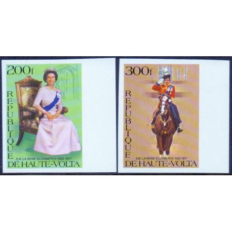 Rep. Haute-Volta 1977. Queen E. imper, and perfor michel no.  676-77 ** MNH