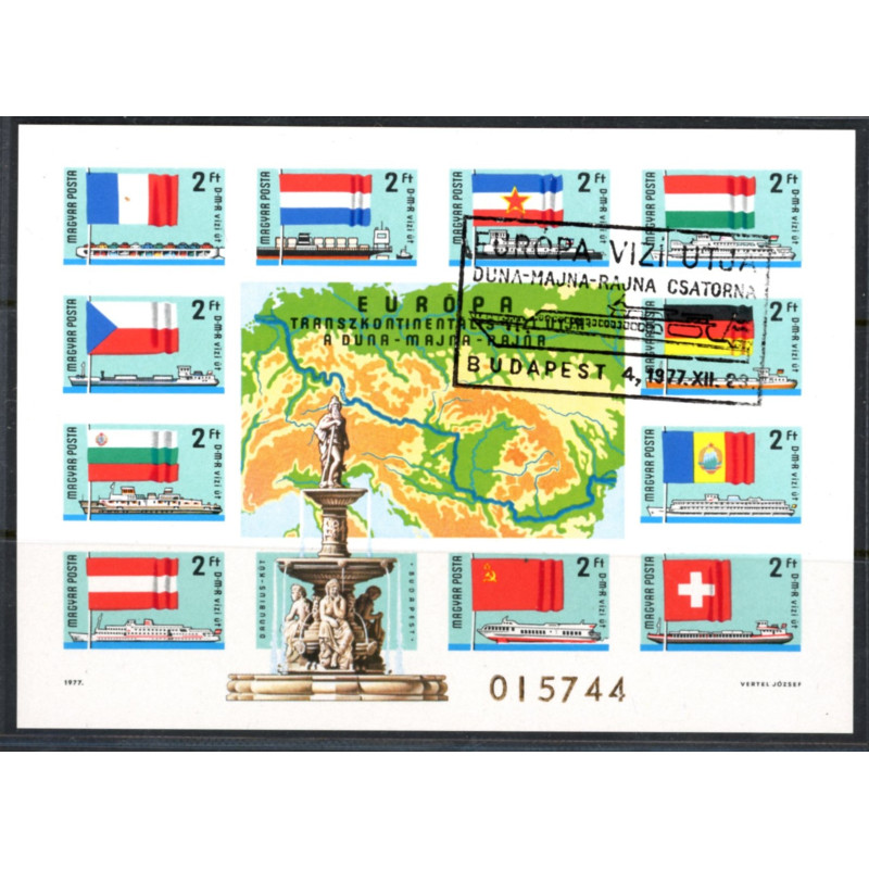 Ungarn/Hungary 1977. Donau, miniark, UTAKKET AFA nr 3166U ** (o)