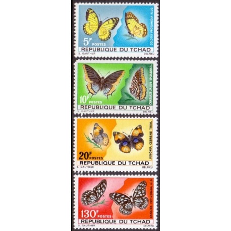 Tchad. Butterfly in complete set. Michel 174-77 **/MNH