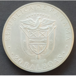 Panama. 20 Balboas 1971 KM29 Sterling sølv 129,6 gram