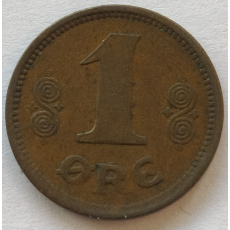 1 Øre. Chr. X. 1920 i en middelgod kvalitet for type og årstal.