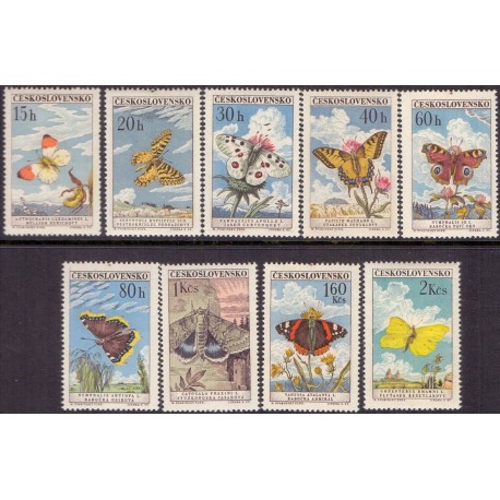 Tjekkoslovakiet. Butterfly/bugs in complete set. AFA 1147-55 **/MNH