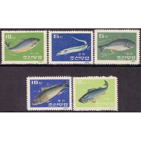Korea. Fish, complete set. Michel no. 408-12 **/MNH.