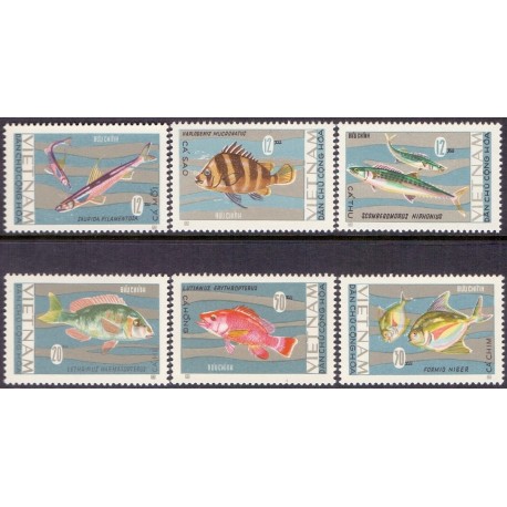 Vietnam. Fish in complete set. Michel no. 185-90 **/MNH.