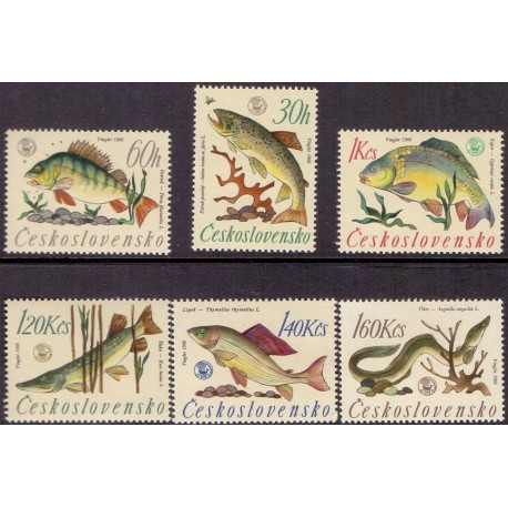 Tjekkoslovakiet. Fish in complete set. AFA nr. 1454-59 **/MNH.