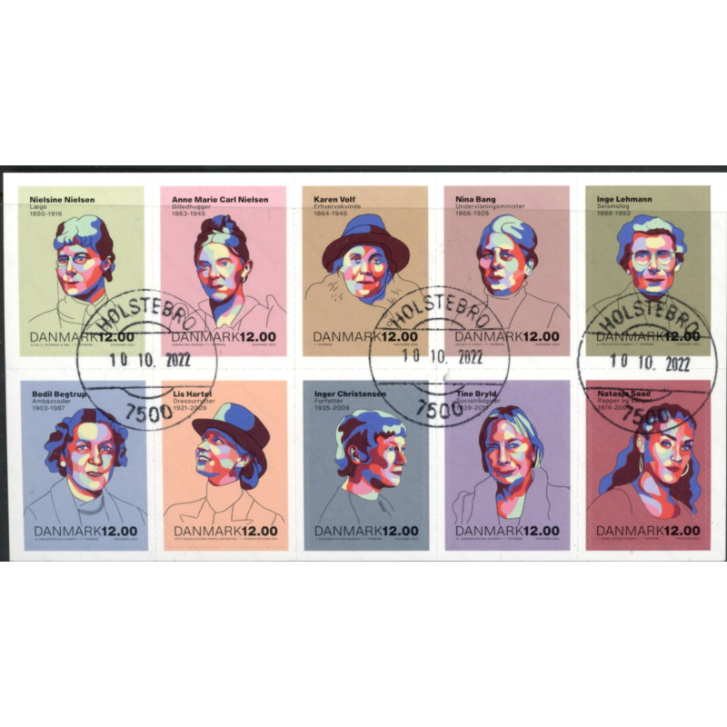 2022. Stærke danske Kvinder, AFA 2065-74, 10-stribe **     (o) postfrisk    Stemplet FDC
