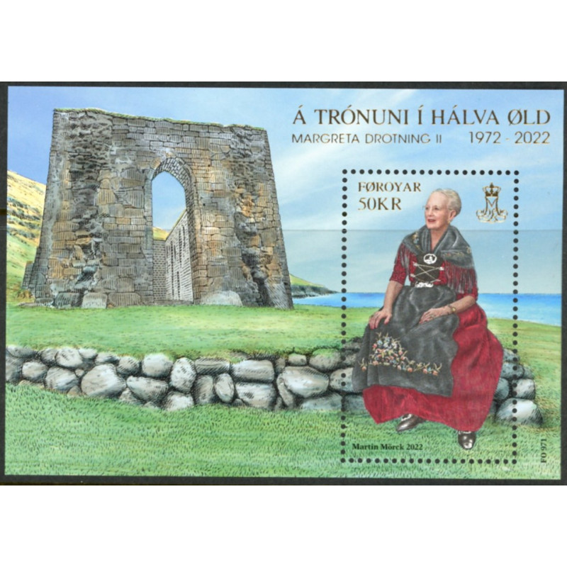 2022 Dronningens 50 års regentsjubilæum. AFA nr. 1010 **                 , (o) Postfrisk stemplet
