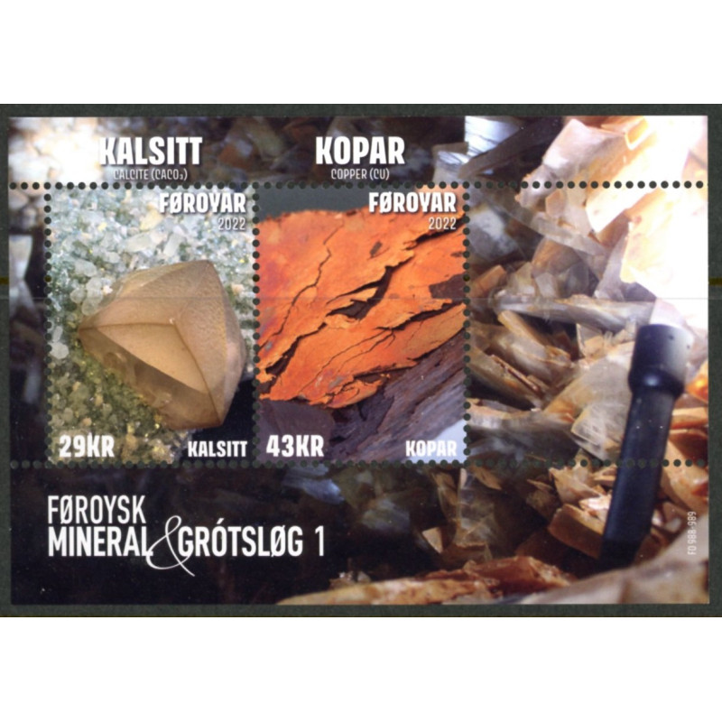 2022. Færøerske Mineraler, miniark, AFA nr. 1030 **             , (o) Postfrisk stemplet