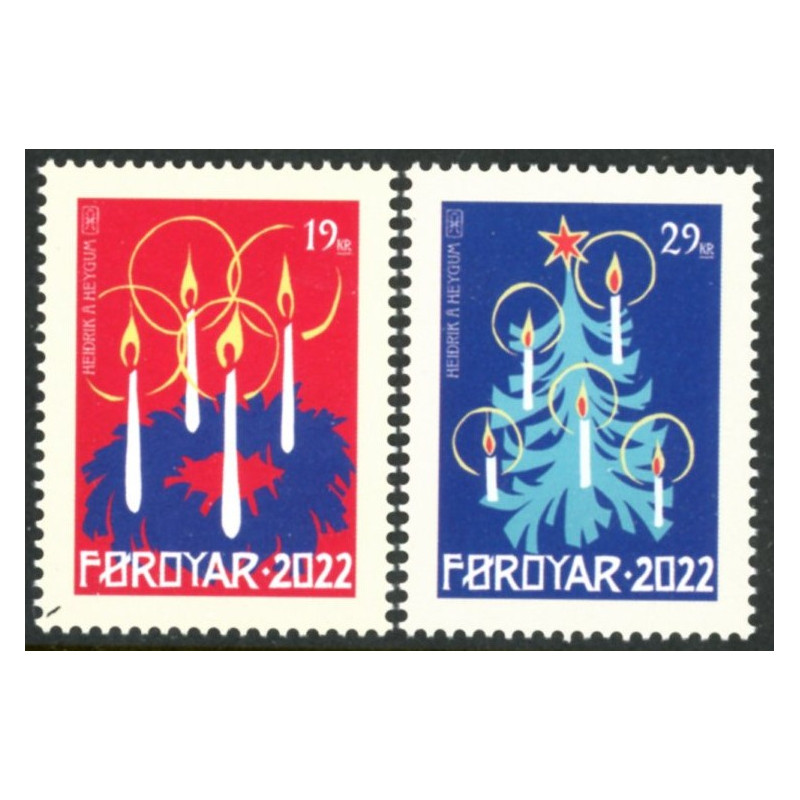 2022. Julefrimærker, AFA nr. 1031-32 **              , (o) Postfrisk stemplet