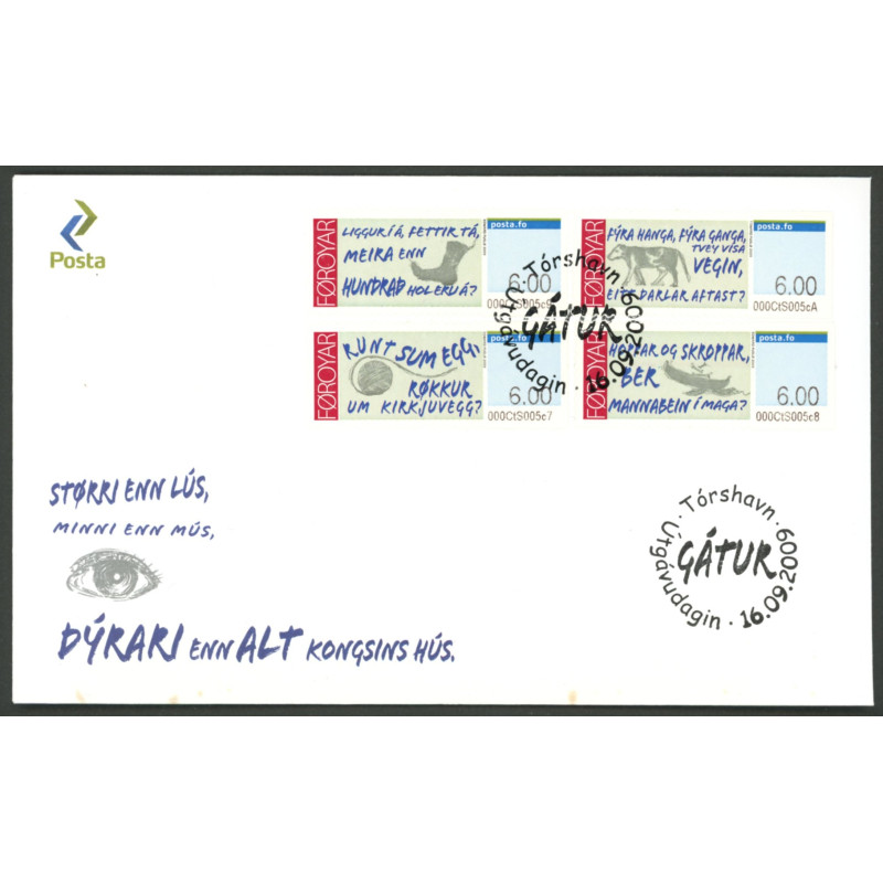 Færøerne. 2009. Færøske gåder, komplet sæt på FDC