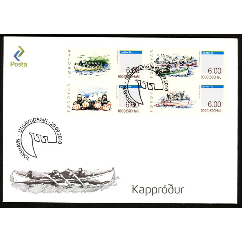 Færøerne. 2010. Kaproning, komplet sæt på FDC