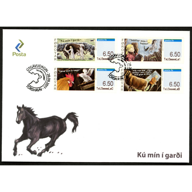 Færøerne. 2011. Kú min i garöi, komplet sæt på FDC                        stemplet
