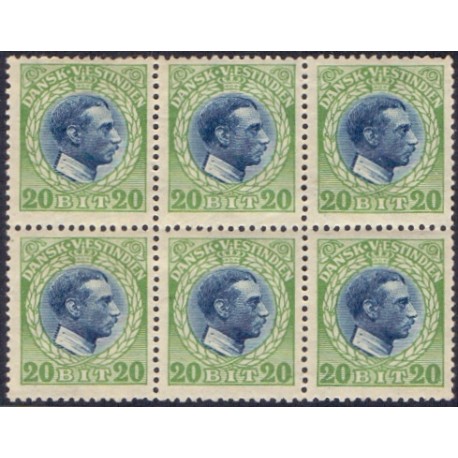 DWI. 1915-16. 20 Bit Chr. X. 6-blok AFA 47 postfrisk MNH