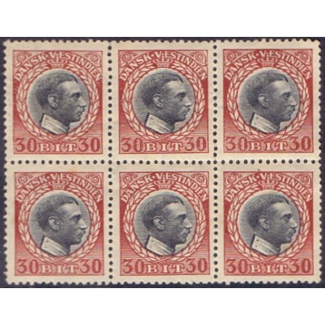 DWI. 1915-16. 30 Bit Chr. X. 6-blok AFA 49 postfrisk MNH