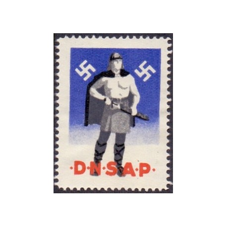 DK Mærkater/Cinderella DNSAP Julemærke 1943 ubrugt, uden lim