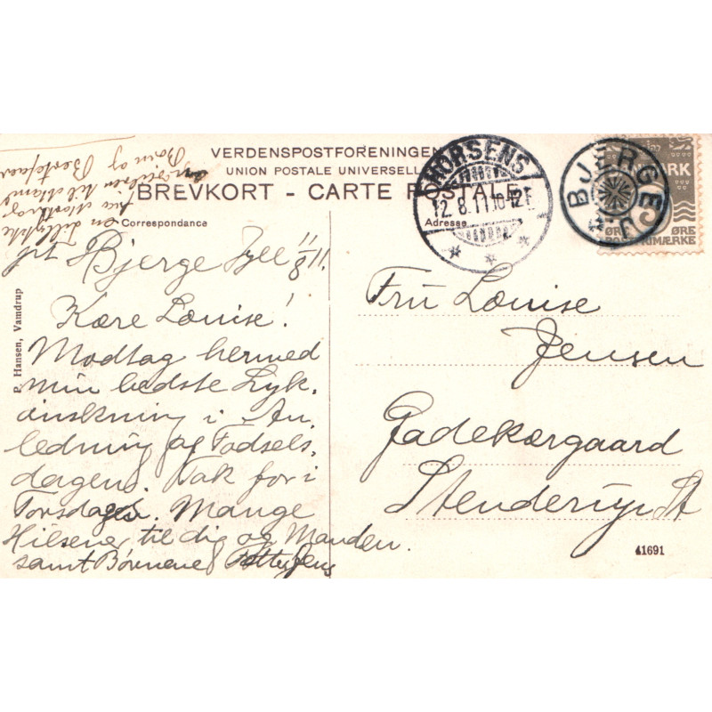 BJERGE J STR-II, SK 0142 på postkort