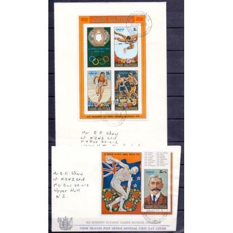 Cook Islands. Olympic. Michel B15-16. on FDC