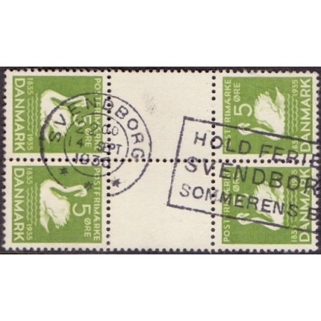 Danmark Tête-bêche 6 **/NHM stemplet/used 4-blok/block of four
