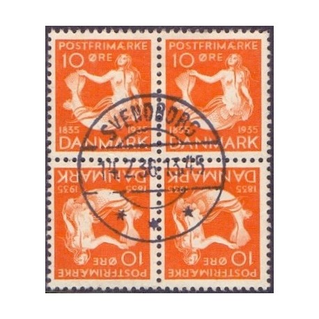 Danmark Tête-bêche 7 **/NHM stemplet/used, 4-blok/block og four