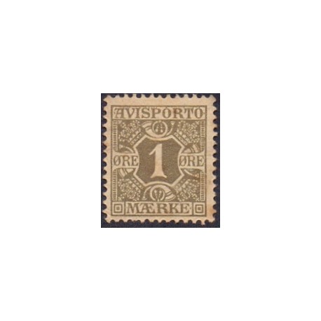 Avisporto. 1907. 1 Øre oliven. AFA. nr. 1, ubrugt, postfrisk, stemplet