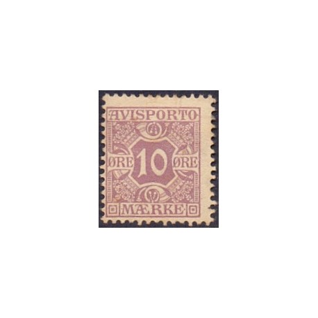 Avisporto. 1907. 10 Øre, lilla. AFA. nr. 4, ubrugt, postfrisk, stemplet