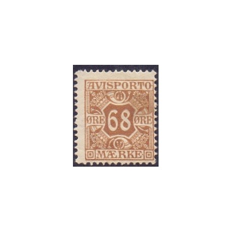 Avisporto. 1907. 68 Øre, brun, AFA. nr. 7, ubrugt, postfrisk, stemplet
