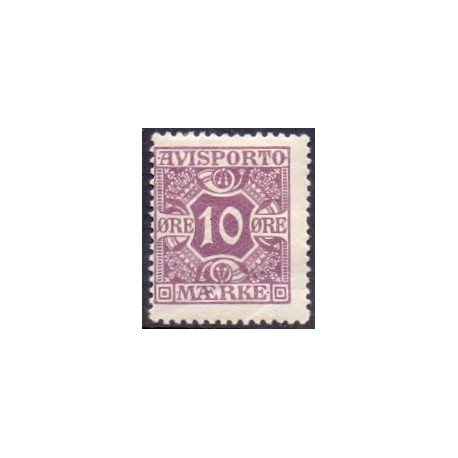Avisporto. 1914-15. 10 Øre, lilla, AFA. nr. 15 ubrugt, postfrisk, stemplet
